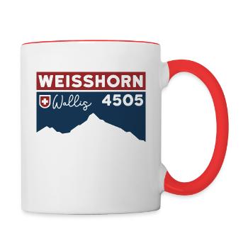 Weisshorn Wallis Hochtour Souvenir Bergführer Tour - Tasse zweifarbig - Weiß/Rot - Rechts