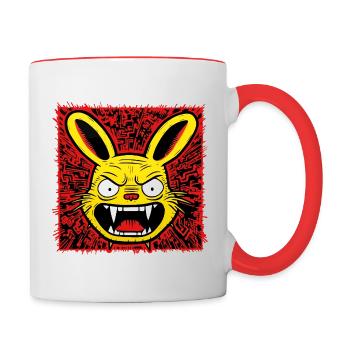 Lapin en colère - Mug contrasté - blanc/rouge - Droite