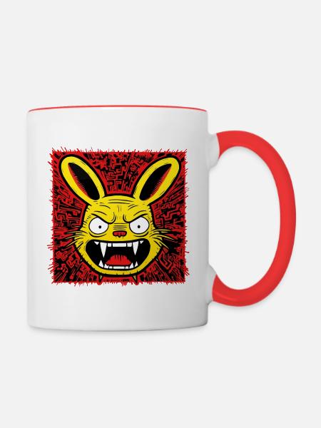 Angry Rabbit - Contrasting Mug - white/red