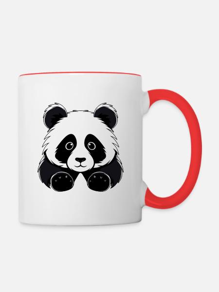 Süßer Panda - Tasse zweifarbig - Weiß/Rot