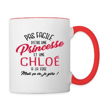Princesse et Chloé - Mug contrasté - blanc/rouge - Droite