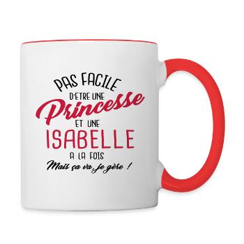 Princesse et Isabelle - Mug contrasté - blanc/rouge - Droite