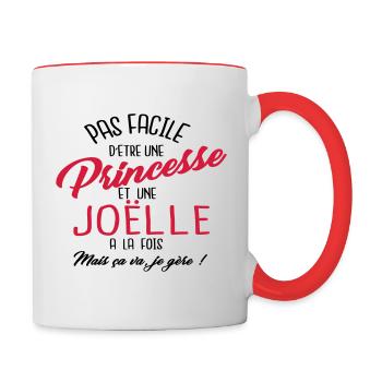 Princesse et Joëlle - Mug contrasté - blanc/rouge - Droite