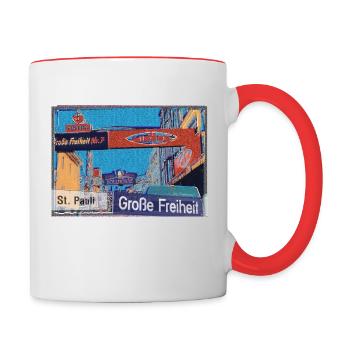 Große Freiheit, Hamburg-St. Pauli | Künstler Motiv - Tasse zweifarbig - Weiß/Rot - Rechts