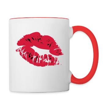 Lippen - Tasse zweifarbig - Weiß/Rot - Rechts