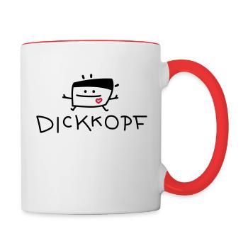 Lustiger Dickkopf - Tasse zweifarbig - Weiß/Rot - Rechts
