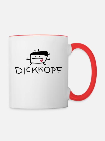 Lustiger Dickkopf - Tasse zweifarbig - Weiß/Rot
