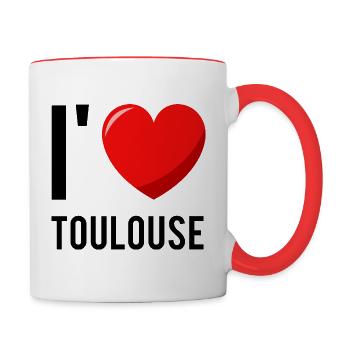 Toulouse ville France amour - Mug contrasté - blanc/rouge - Droite