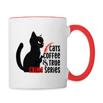Chats café True Crime Cat Coffee Série Crime - Mug contrasté - blanc/rouge - Droite