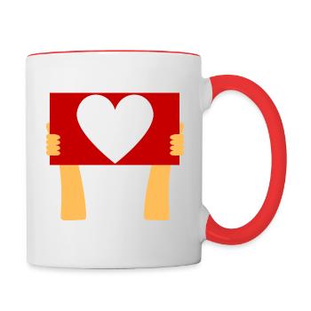 Zeichen der Liebeserklärung - Tasse zweifarbig - Weiß/Rot - Rechts