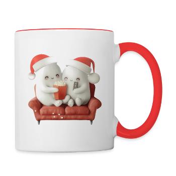 Christmas Ghosts Flix & Popcorn - Contrasting Mug - white/red - Right
