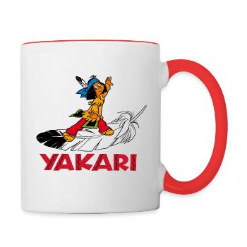 Yakari sur une plume Tee shirt manches longues Enf - Mug contrasté - blanc/rouge - Droite