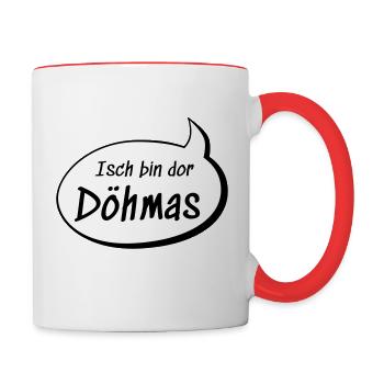 Isch bin dor Döhmas Thomas auf sächsisch lustig - Tasse zweifarbig - Weiß/Rot - Rechts