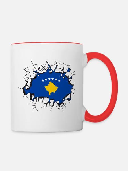Kosovo - Tasse zweifarbig - Weiß/Rot