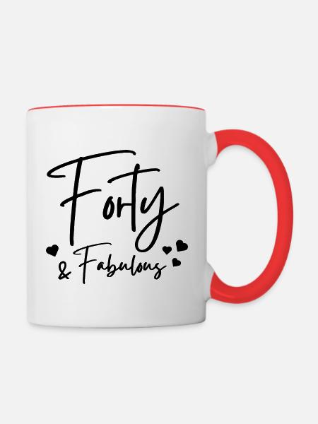 Vierzig fabelhaft - Tasse zweifarbig - Weiß/Rot
