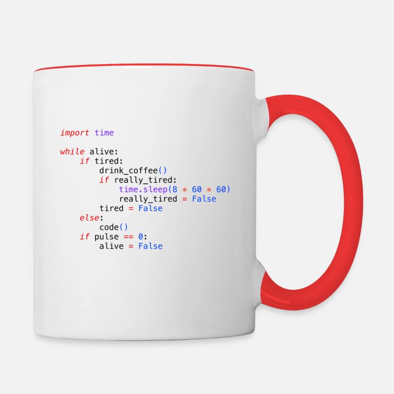 Python Code -- Funny While Loop - Contrasting Mug - white/red