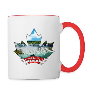 Niagara Falls, Ontario Canada Maple Leaf - Contrasting Mug - white/red - Right