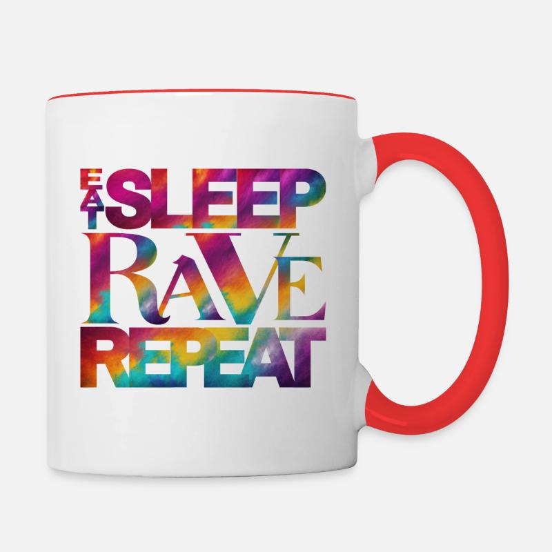 Manger Dormir Rave Répéter - Mug contrasté - blanc/rouge