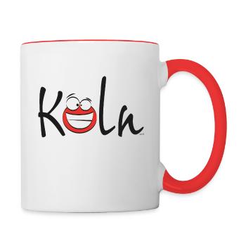 Cologne Smile: Köln Comic Gesicht - Tasse zweifarbig - Weiß/Rot - Rechts