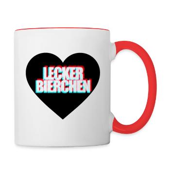 Lecker Bierchen - Tasse zweifarbig - Weiß/Rot - Rechts