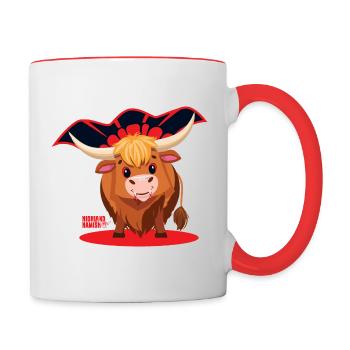 Vache vampire des Highlands - Mug contrasté - blanc/rouge - Droite
