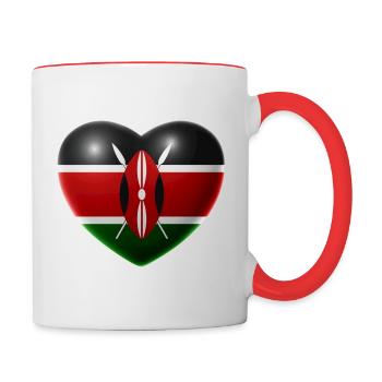 Herz (Kenia / Kenya) - Tasse zweifarbig - Weiß/Rot - Rechts