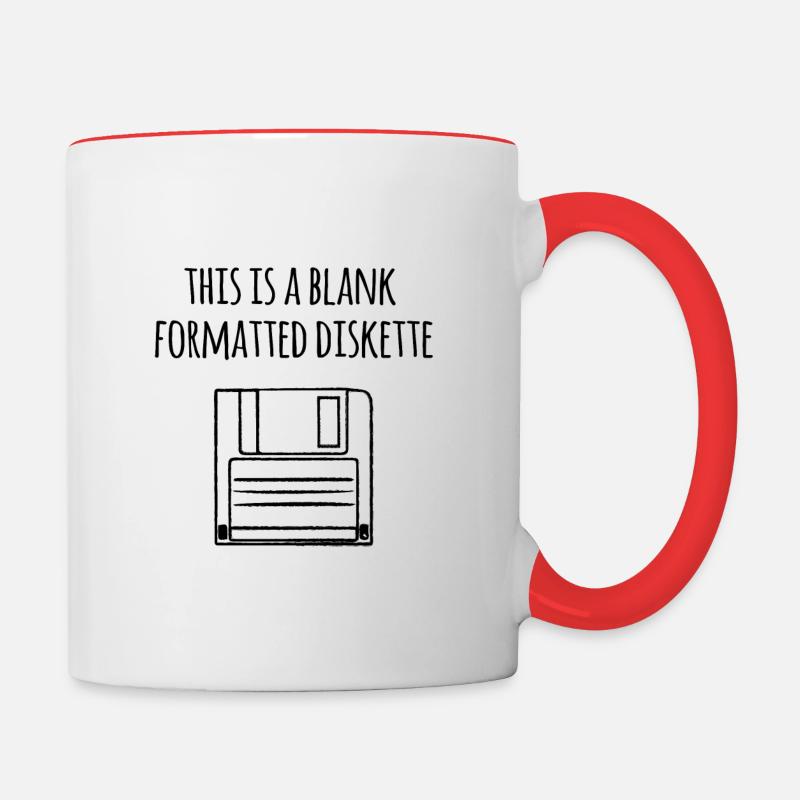 leere Diskette - Tasse zweifarbig - Weiß/Rot