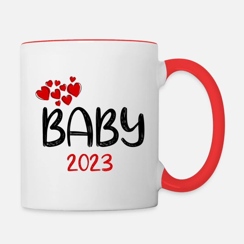 Bébé 2023 Rouge - Mug contrasté - blanc/rouge