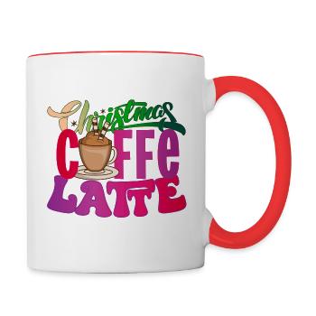 Christmas Caffe Latte Weihnachten xmas Kaffee - Tasse zweifarbig - Weiß/Rot - Rechts
