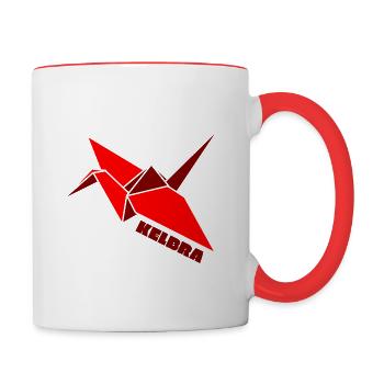 Südharz Merch -Kraniche Kelbra - Tasse zweifarbig - Weiß/Rot - Rechts