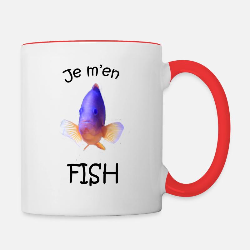 Je m'en Fish - Mug contrasté - blanc/rouge