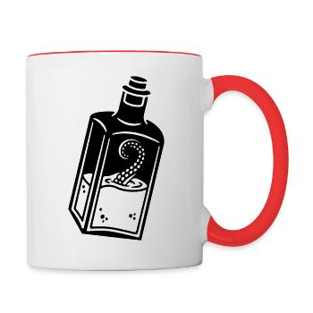 Oktopus in der Flasche - Tasse zweifarbig - Weiß/Rot - Rechts