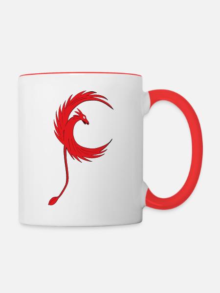 Drache - Tasse zweifarbig - Weiß/Rot