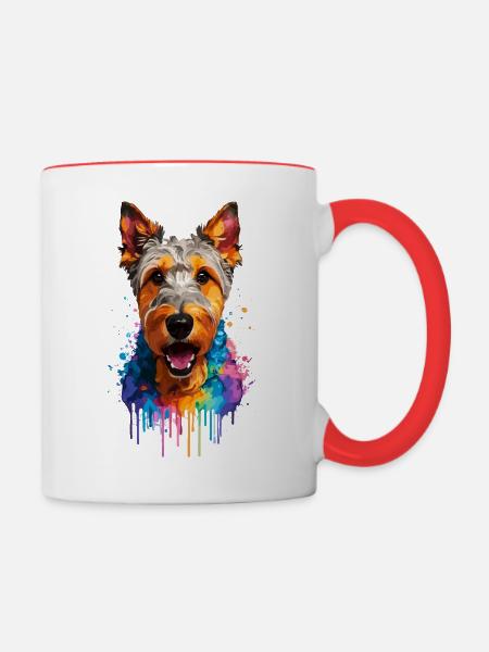 Airedale Terrier - Tasse zweifarbig - Weiß/Rot