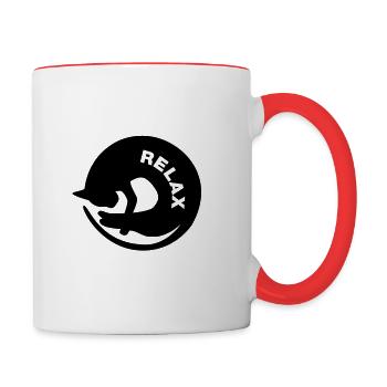 Katzen-Donut [vec] - Tasse zweifarbig - Weiß/Rot - Rechts