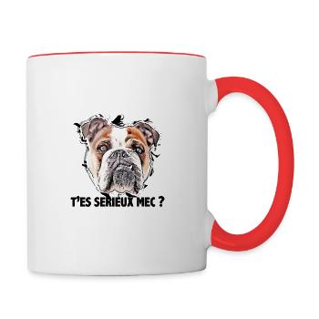 bouledogue, t'es sérieux mec ? - Mug contrasté - blanc/rouge - Droite