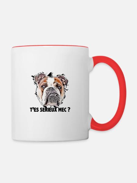 bouledogue, t'es sérieux mec ? - Mug contrasté - blanc/rouge