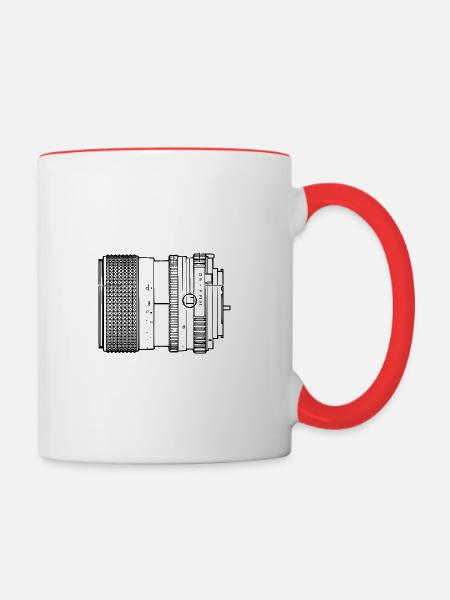 Analoges Objektiv (ohne Hintergrund) - Tasse zweifarbig - Weiß/Rot