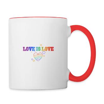 L’amour, c’est l’amour ! Déclaration Gay Pride LGBTQI+ - Mug contrasté - blanc/rouge - Droite