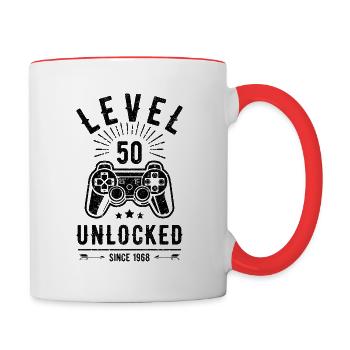 50th Birthday Gift Gamer Gamer Video Game 50 - Contrasting Mug - white/red - Right