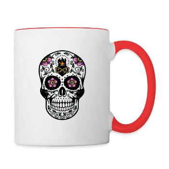 Calavera Mexique - Mug contrasté - blanc/rouge - Droite
