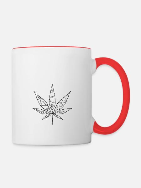 Cannabisblatt - Tasse zweifarbig - Weiß/Rot