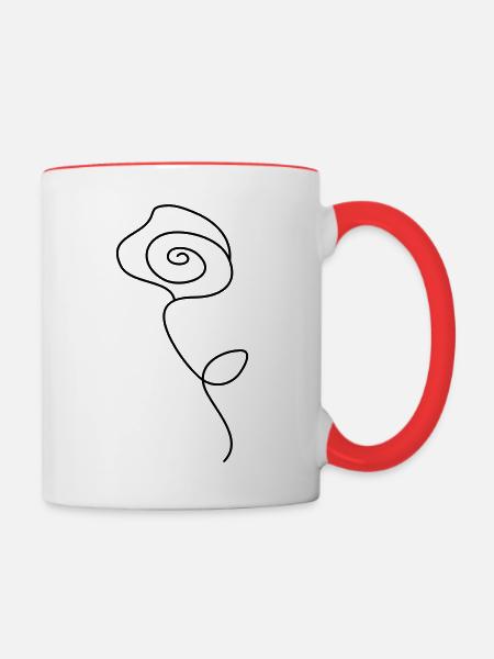 Rose Linie - Tasse zweifarbig - Weiß/Rot