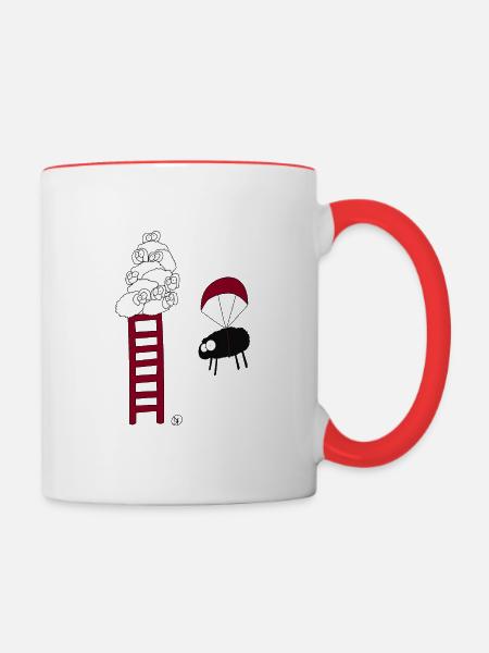 Das mutige, schwarze Schaf - Tasse zweifarbig - Weiß/Rot