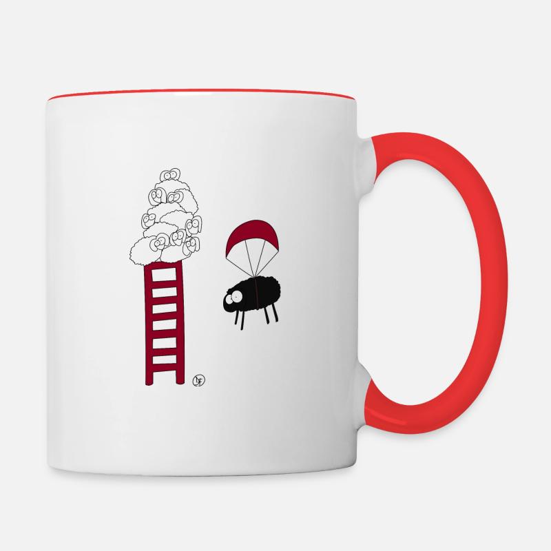 Das mutige, schwarze Schaf - Tasse zweifarbig - Weiß/Rot