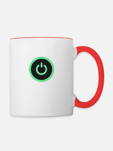power on, power button - Tasse zweifarbig - Weiß/Rot