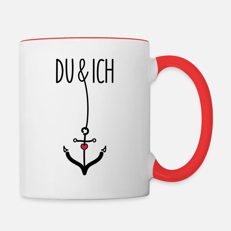 Anchors for couples - Contrasting Mug - white/red