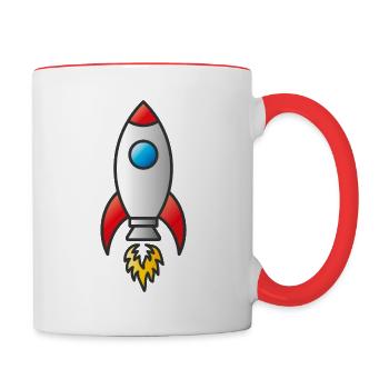 Weltraumrakete - Tasse zweifarbig - Weiß/Rot - Rechts
