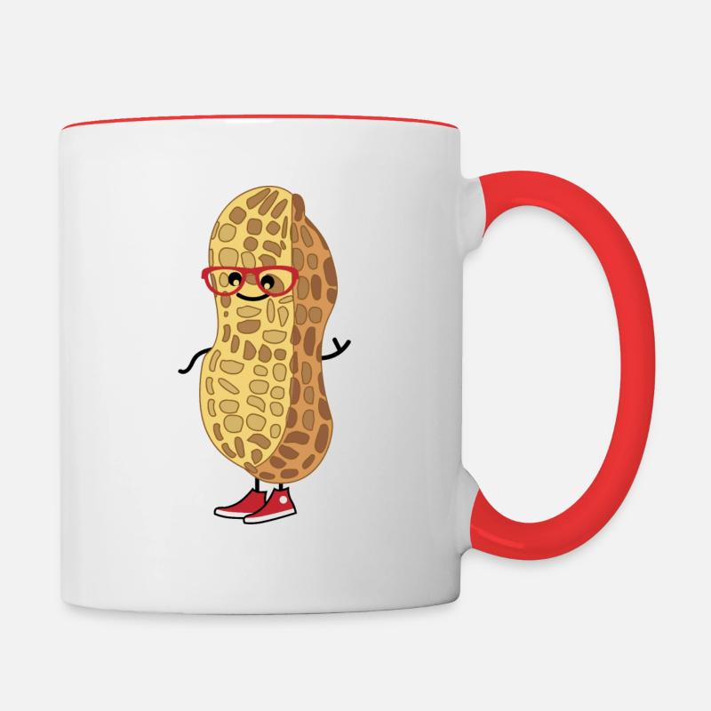 Peanut with glasses - Contrasting Mug - white/red
