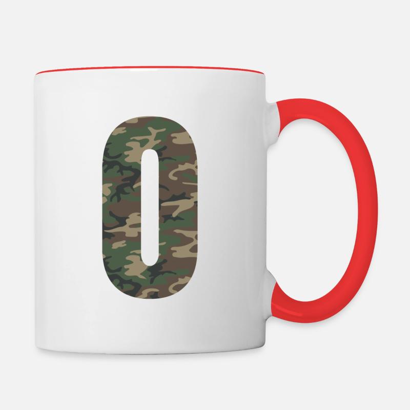 Tough number 0 in camouflage pattern! - Contrasting Mug - white/red